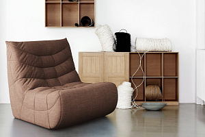 Мягкое бескаркасное кресло Смайл от Gliver, кресло кофейного цвета для современного интерьера